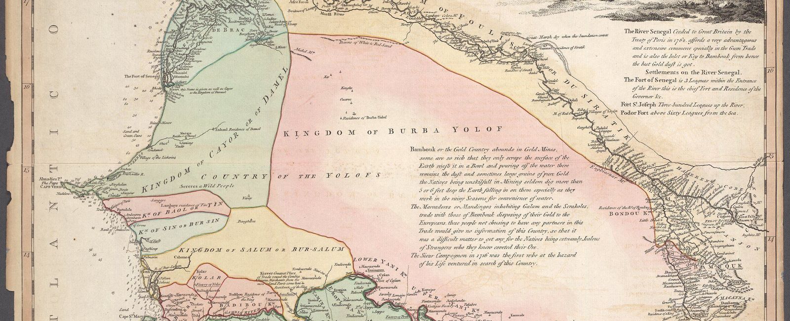  خريطة غرب إفريقيا تتحدث عن أصل تسمية نهر السنغال  سنة 1789